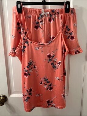 Nanette Lepore Coral Floral Pajama Set Size Large